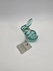 Vintage FENTON Aquamarine Art Glass Clear Blue Bunny Rabbit Figurine New w/ Tags