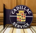Cadillac Service Flange Sign 2 Sided Gas Garage Parts Vintage Style Wall Decor 1