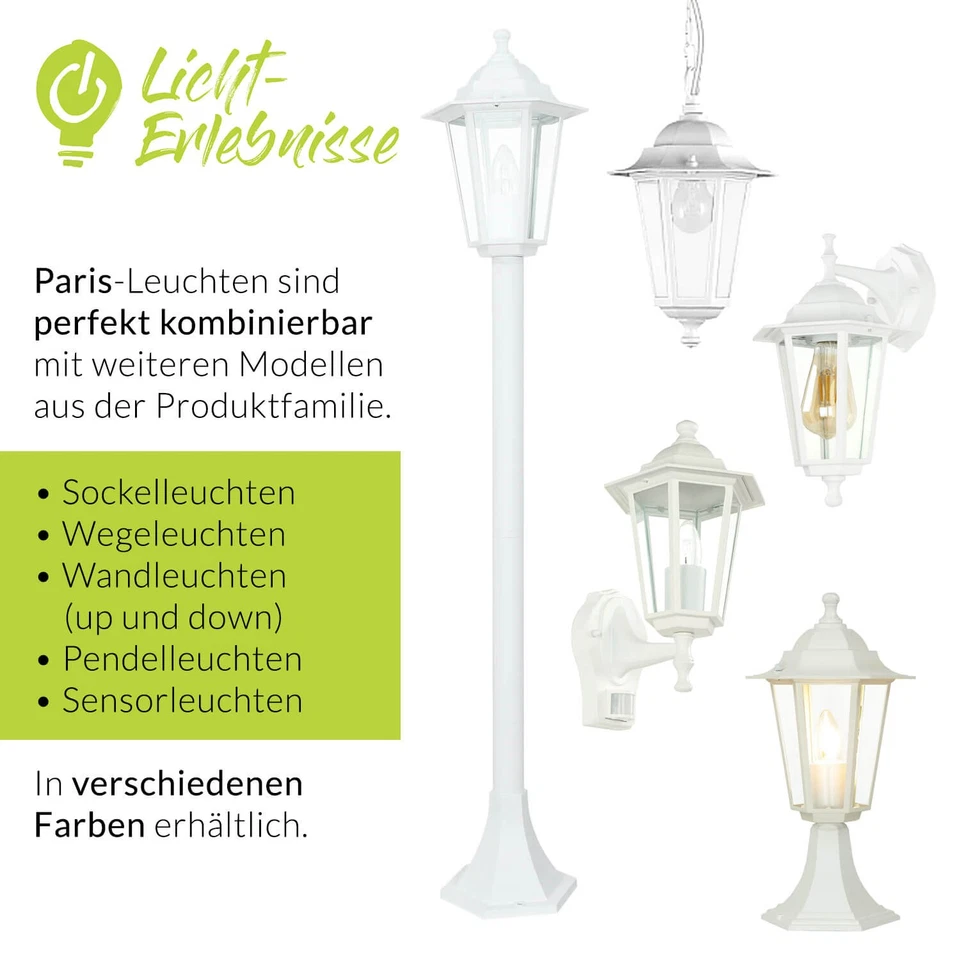 Sockelleuchte außen IP44 Weiß E27 48cm Rustikal Aluminium Glas Wegeleuchte Lampe - Bild 3 von 4