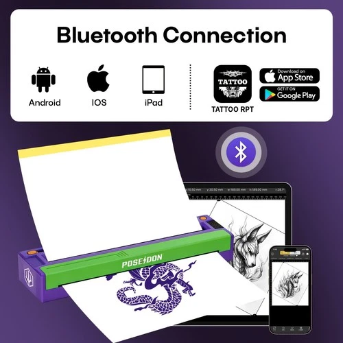 POSEIDON Bluetooth Tattoo Stencil Printer Wireless Thermal Transfer Machine image 2