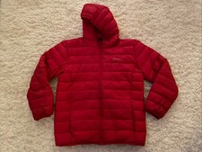 Eddie Bauer Hooded Down Puffer Jacket Youth Large Red EUC