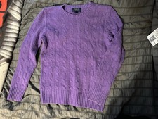 Polo Ralph Lauren 100 Cashmere Purple Cable Sweater Boys Size M 10-12 295