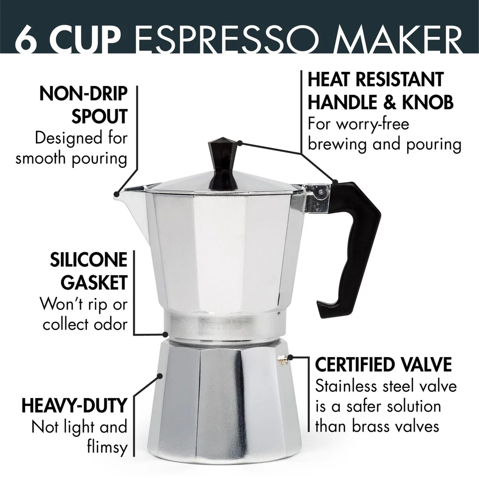 Classic Stovetop Espresso and Coffee Maker, Moka Pot for Italian and Cuban Ca... - Image 2 of 4