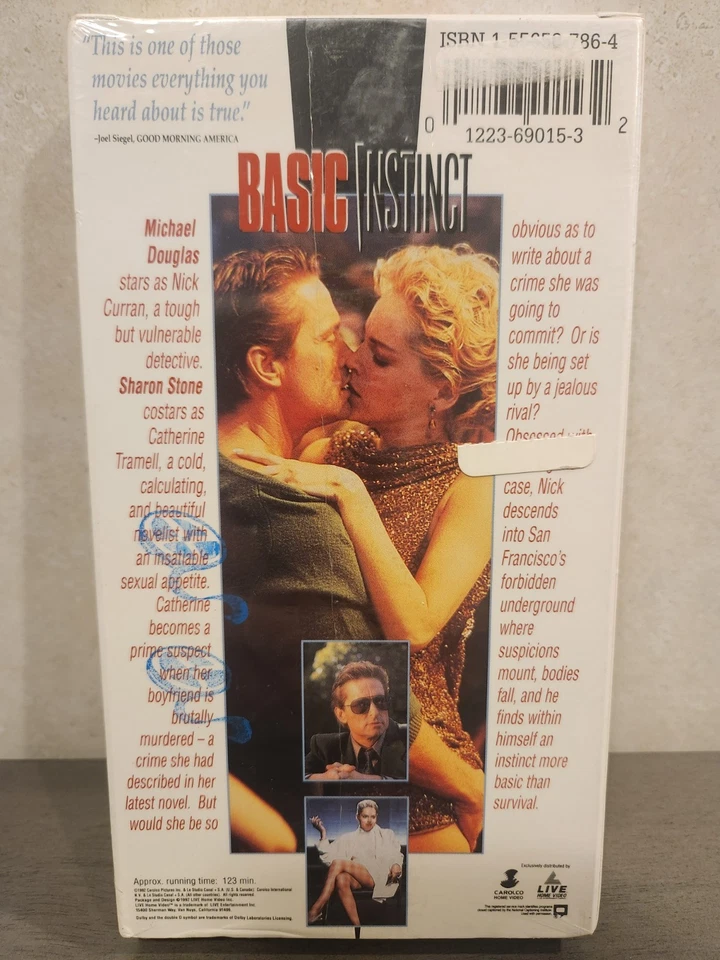 Rare Brand New Sealed Basic Instinct VHS 1992 Watermarks Carolco Live *See Desc* - Image 3 of 4
