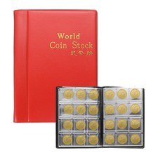 PU Coin Flips Holder Album, 120 Pocket Coin Cardboard Storage Book Red 