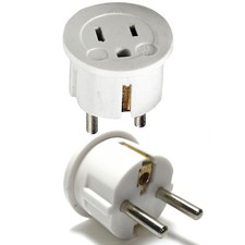 1PC US USA To EU Euro Europe Power Jack Wall Plug Converter Travel Adapter White