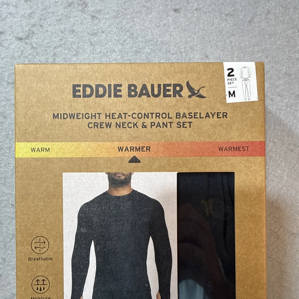 DAMAGED BOX 2-Piece Set Eddie Bauer Heavyweight Base Layer Crew Pant Mens Med - Image 2 of 4