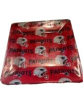 4 LOT of Handmade Patriots Football plate set 10"x10"