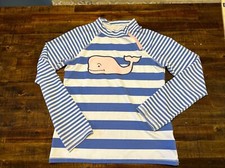 Vineyard Vines Girls Swim Shirt 10/12 SunProtection Pink Blue Stripe 530