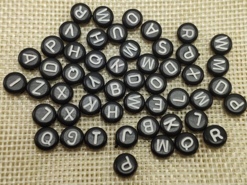 250 Assorted Acrylic Alphabet Letter Coin Beads 4X7mm Jewelry Craft Funny Beads - Picture 7 of 28