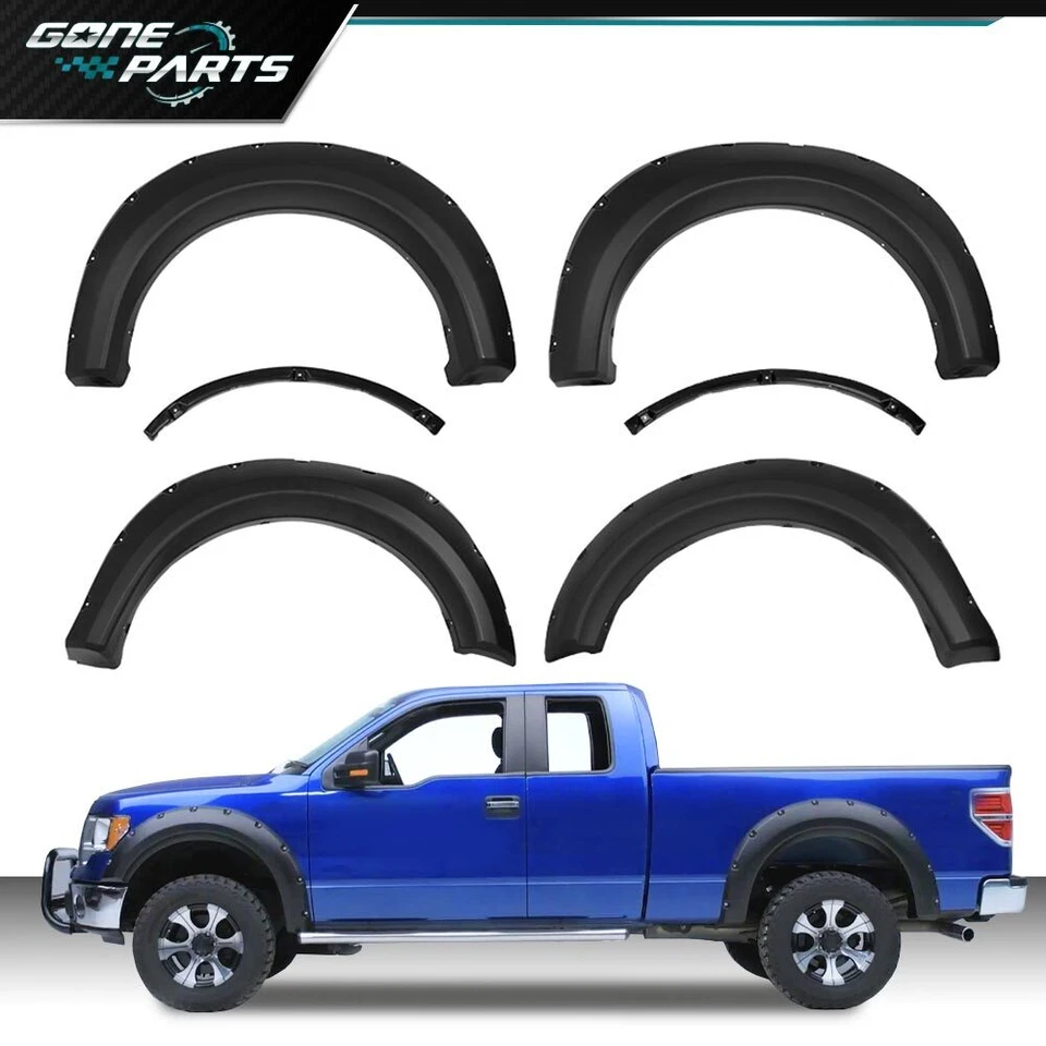 Fit For 09-14 Ford F150 Styleside Pocket Rivet Bolt-on Style Fender Flares Foto 3 de 4
