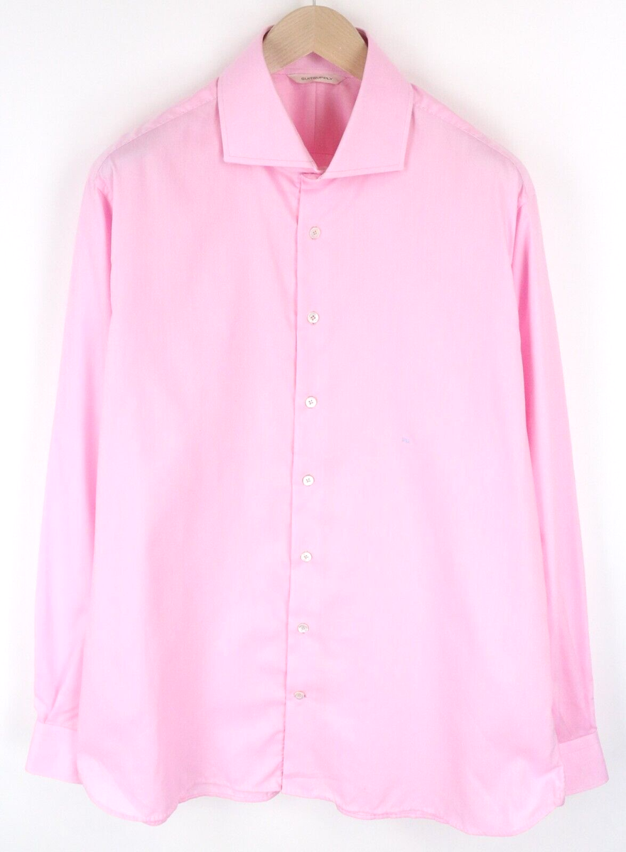 Suitsupply Uomo Vestito Camicia ~2XL Rosa Colletto con Spacco a