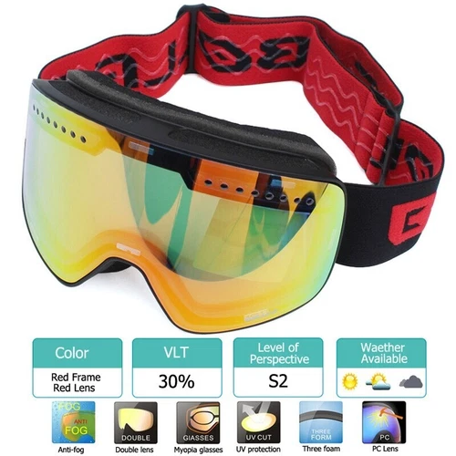 Ski Goggles OTG Winter Snow Snowboard Anti Fog UV400 Protection Comfy Unisex - Picture 25 of 48