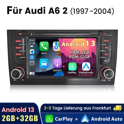 2+32GB Carplay Android 13 Autoradio Für Audi A6 S6 Avant RS6 GPS NAVI WIFI DAB+