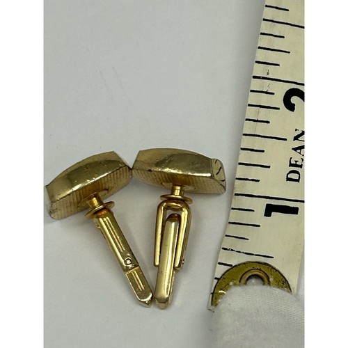 VTG Antique brown agate pair cufflinks gold plated formal wedding tuxedo party - Picture 9 of 11