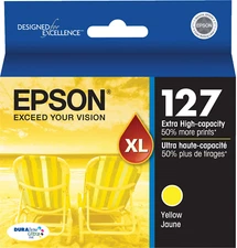 New Genuine Epson T127 Yellow Ink Cartridge NXSeries NX530 NX625 WF-3520 WF-7520