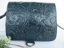 Patricia Nash Ilina Caribbean Blue Tooled Leather Crossbody Purse   NWT