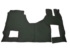 Black Eco Leather Floor Mats Covers for Actros Gigaspace MP4/MP5 RHD with Green