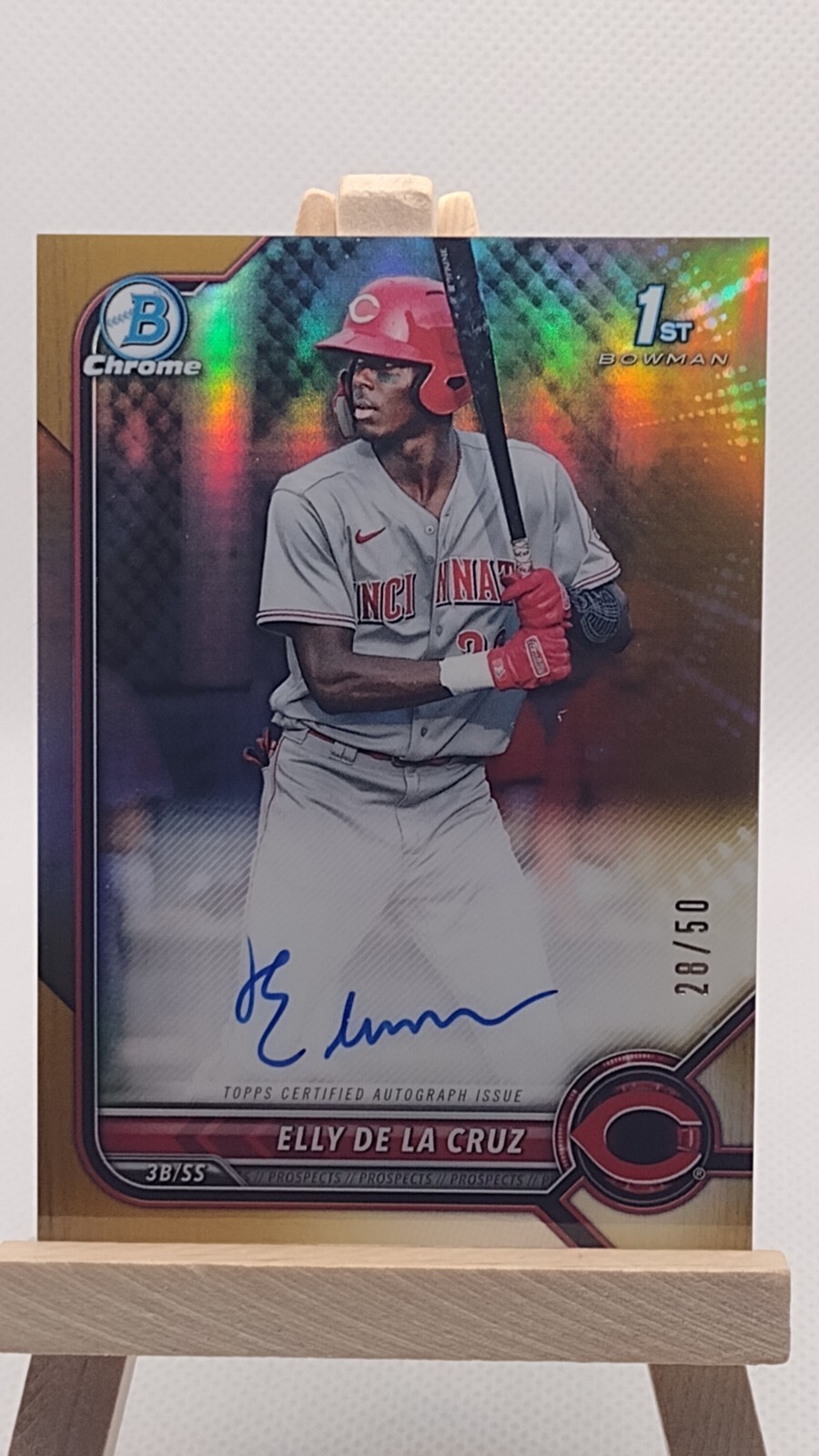 2022 Bowman Elly De La Cruz Chrome Gold Refractor Auto /50 CPA-ED  Reds