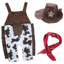 Baby Boy Cowboy Western Sheriff Fancy Costume Halloween Outfit Hat Set 6-24M