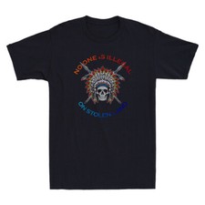 Camiseta para hombre No One Is Illegal On Stolen Land anti racismo divertido dicho vintage