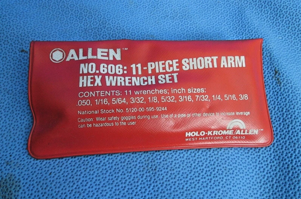 Allen No.606 Short Arm Hex Wrench Set 11 Piece (USA Made) - Image 2 of 2