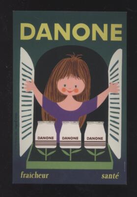 CP WERBUNG JOGHURT DANONE FRISCHE GESUNDHEIT ALAIN GAUTHIER PLAKATIST Repro1960