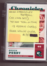 2022 Chronicles Football Complete Set 50 CARDS BROCK PURDY RC 40 are Teal & Pink
