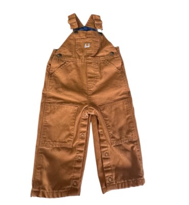 Carhartt Kids' Canvas Bib Overall Flannel Lined Size 12 Mo *Read*