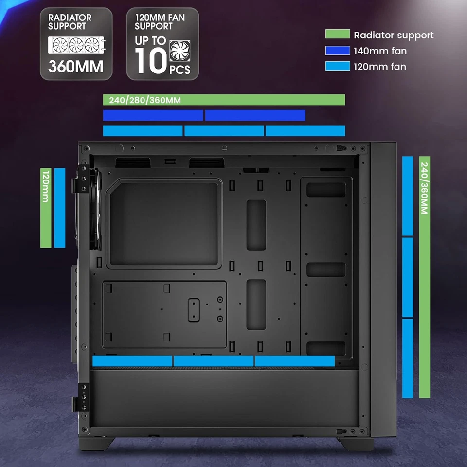 AL800 Full Tower PC Computer Case - Door Opening Design Tempered Glass, E-ATX/AT - Image 3 of 4