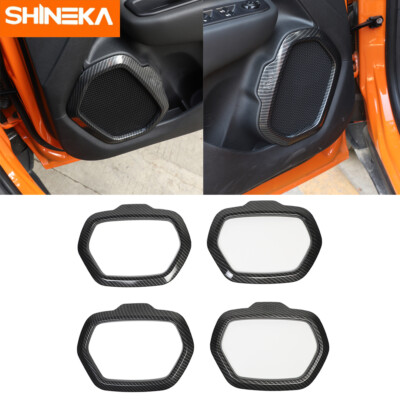 Interior Car Door Speaker Trim Cover Decor For Jeep Renegade 2015+ Carbon Fiber 