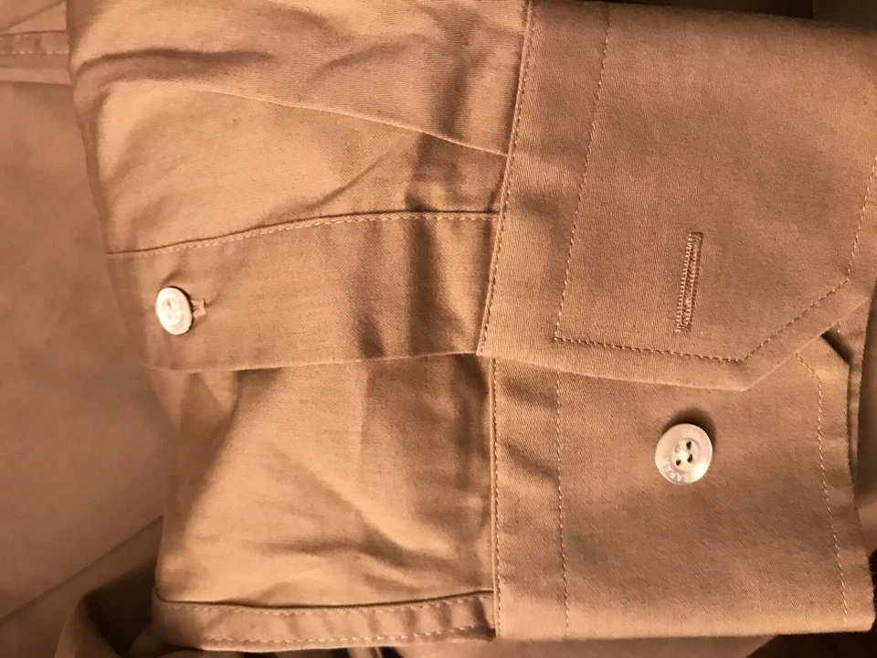 Мужская рубашка Sarar Getzner с длинным рукавом бежевая L 40 хлопок SLIMFIT - Изображение 4 из 4