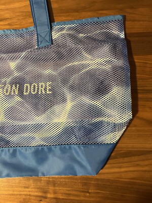 Aime Leon Dore ALD Nylon Aqua Print Mesh Logo Tote Bag in Blue