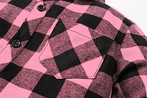 Cromoncent Men's Casual Plaid Flannel Button 3X-Large, Buffalo Black Pink - Picture 6 of 6