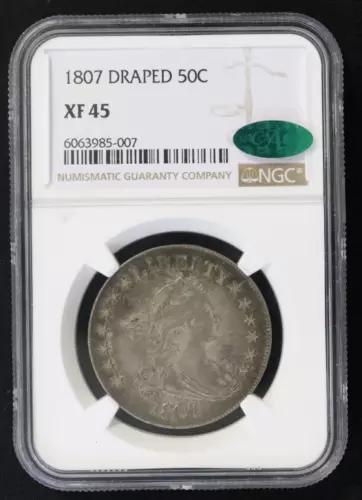 1807 50C NGC CAC XF45 Draped Bust Half Dollar - Stone Cold Original