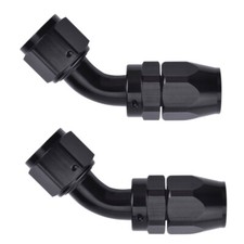 2pcs Universal 45 Degree Swivel Fuel Hose End Fittingadaptor An6 -6an Black