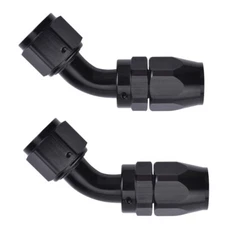 2pcs Swivel Hose End Fitting Adaptor AN6 6AN 45° Degree For Oil Fuel Line Black