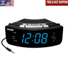 Digital Am Fm Clock Radio Aux Cord Jumbo Display Multiple Alarms Battery Backup