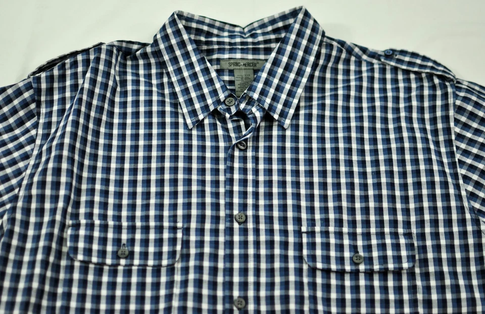 men's Spring Mercer casual short sleeve shirt size XXL blue check button front - Image 4 of 4