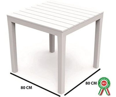 Tavolo in resina plastica quadrato esterno da giardino 80x80xh72cm