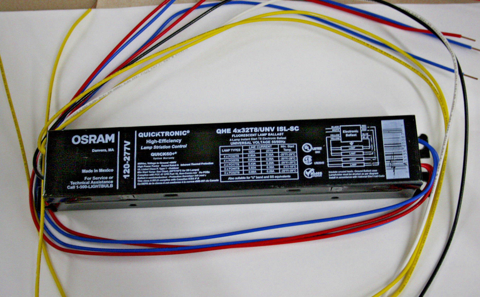 2 Fluorescent Ballast T8 4 Lamp SYLVANNIA QHE4X32T8/UNV ISL-SC  Electronic120-277 46135498671 | eBay