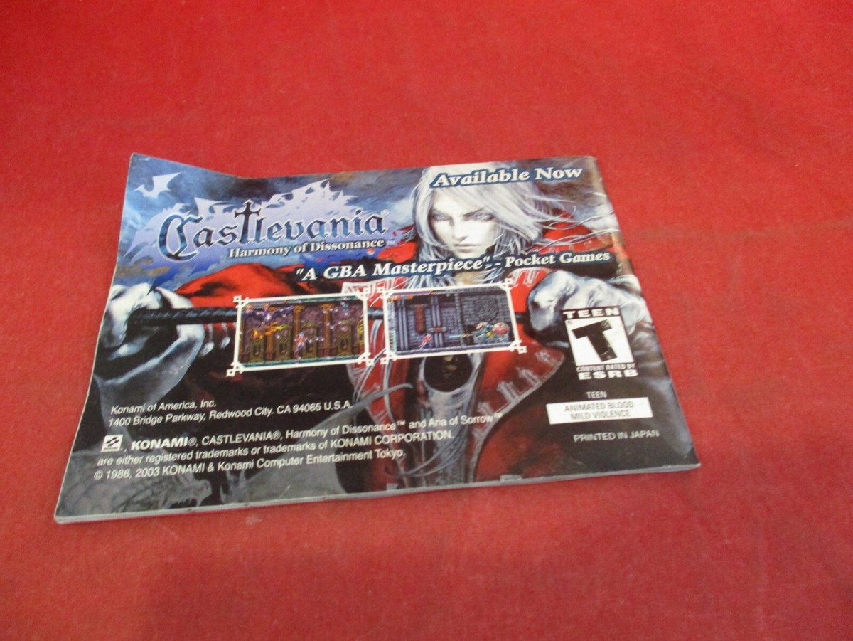 Castlevania Aria of Sorrow Nintendo Game Boy Advance Instruction