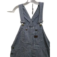 Vtg Big Smith Black Label Mens Bib Railroad Stripe Overall Size 38X29 Grunge 