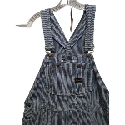 Vtg Big Smith Black Label Mens Bib Railroad Stripe Overall Size 38X29 Grunge 