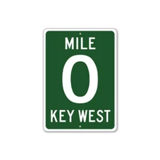 Mile 0 Mileage Sign, Key West Mile Marker, Beach House Decor, Beach Metal Sign