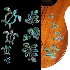 Inlay Stickers for Ukuleles - Honu Family  Tropical Set, Abalone Blue
