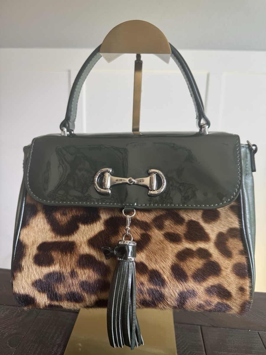My Flat In London Green And Leopard Print Crossbody Handbag