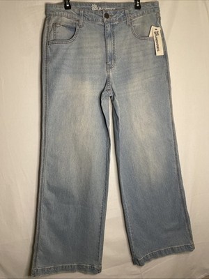 NWT No Boundaries Wide Leg Jeans Women s Size 12 Light Wash High Rise Denim