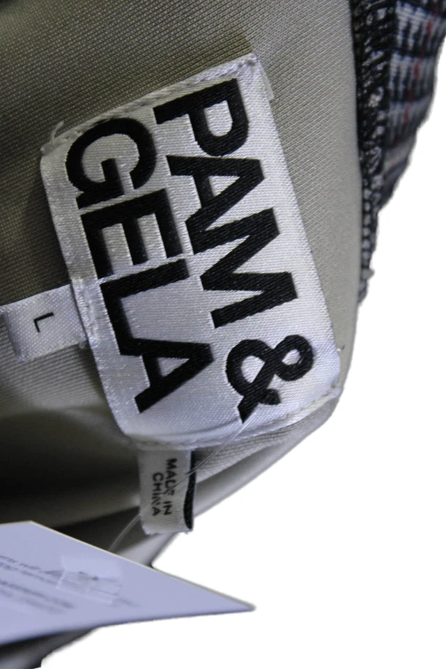 Pam & Gela Womens Gray Plaid Full Zip Long Sleeve Hooded Sweatshirt Size L - Image 4 of 4