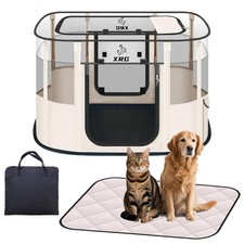 Dog Play Pen with Waterproof pad,Portable Dog Crates for Medium Dogs Kennel T...